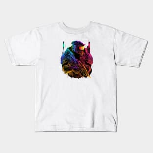 Halo Master Chief Neon - Original Artwork Kids T-Shirt